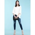 thumbnail image 5 of Made by Johnny Womens V-Neck Square Sleeves Oversized Loose Fit Top S WHITE, 5 of 6