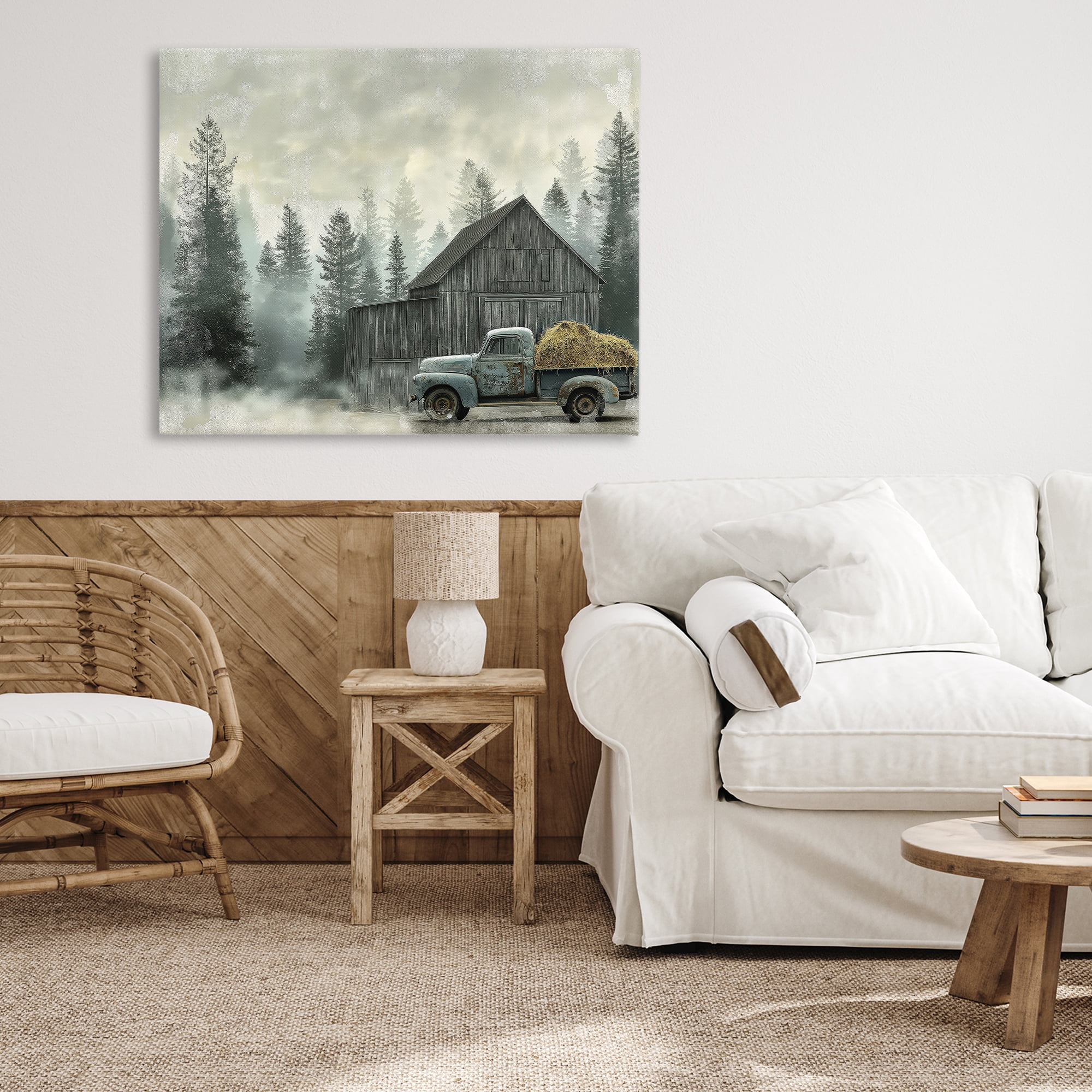 Stupell Industries Vintage Pickup at Misty Barn Canvas Wall Art, design by Imagine It Images