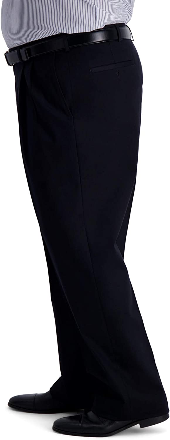 Haggar Men's Iron Free Premium Khaki Classic Fit Pleat Front Pant - Regular and Big & Tall Sizes 44W x 30L Caviar - image 2 of 6