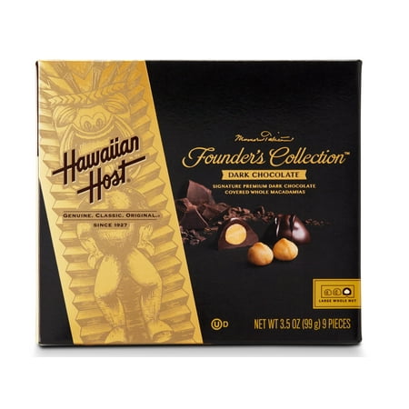 Hawaiian Host Whole Macadamias Covered in Premium Dark Chocolate, 3.5 Oz.