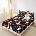 thumbnail image 3 of Feelyou Cute Gothic Ghost Bed Sheets, Cartoon Pumpkin Full Size Sheets, Black Orange, 4-Piece, 1 Flat Sheet, 1 Fitted Sheet and 2 Pillowcases, 3 of 5