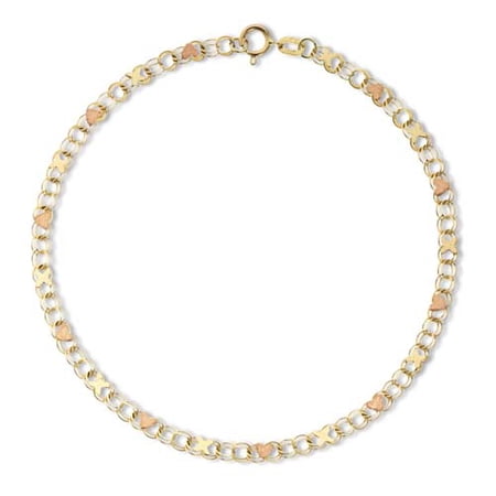 14kt Gold Bracelet With Hearts & Kisses