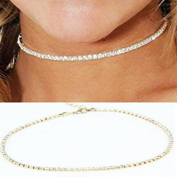 AYYUFE Women Shiny Rhinestones Collar Choker Necklace Wedding
