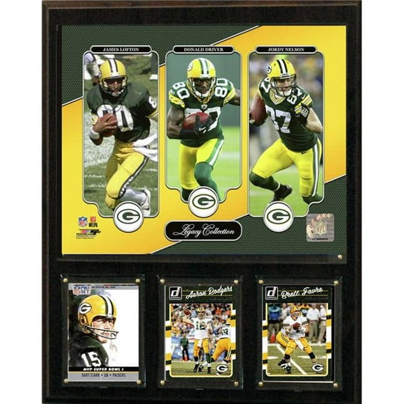 C&I Collectables 1215PACKWRLEG NFL 12 x 15 in. Driver-Lofton - Nelson Green Bay Packers Legacy Collection Plaque