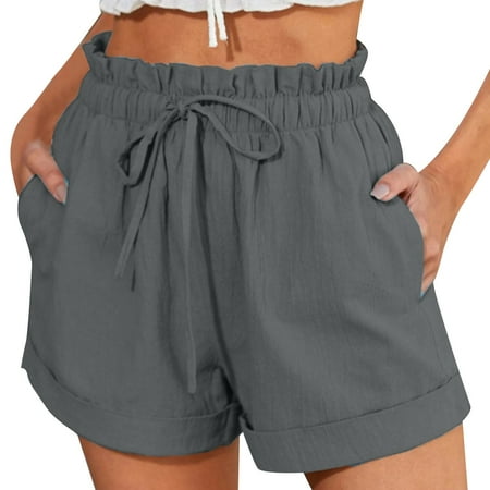 VMESZQFG Athletic Shorts for Women Workout Boy Shorts Underwear for Women Cotton Shorts Casual Women s High Waist Casual Pocket Pants Loose Straight Leg Fashion Sports Pants Lei Jean Shorts Gray