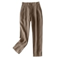 thumbnail image 1 of VEKDONE Womens Linen Long Pants Coffee XL, 1 of 5
