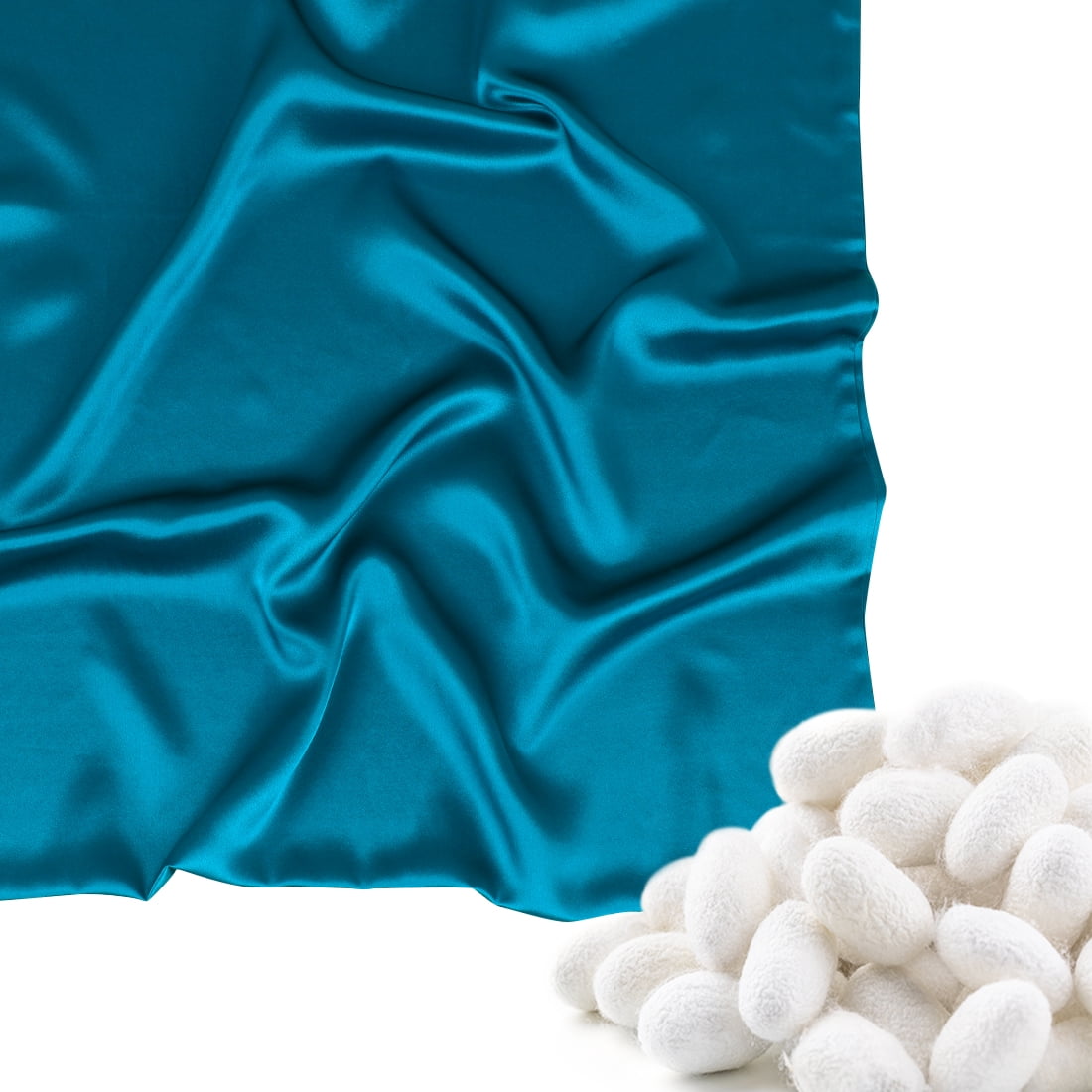 Unique Bargains 2-Pack 19 Momme 100% Silk Pillowcases Peacock Blue Queen