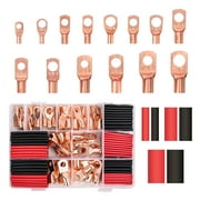280 Pcs Copper Wire Lugs 12/10 8 6 4 2 AWG with Heat Shrink Set,140Pcs Heavy Duty Battery Cable Closed End Tubular Battery Terminal Connectors,140Pcs Heat Shrink Wire Connectors Kit