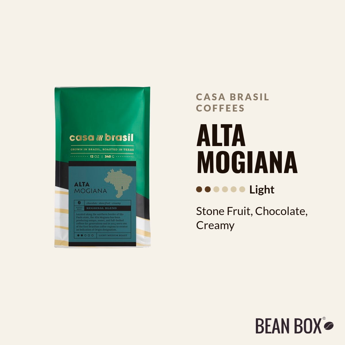 Alta Mogiana - Roasted by Casa Brasil Coffees - Whole Bean Coffee - 5lb Bag