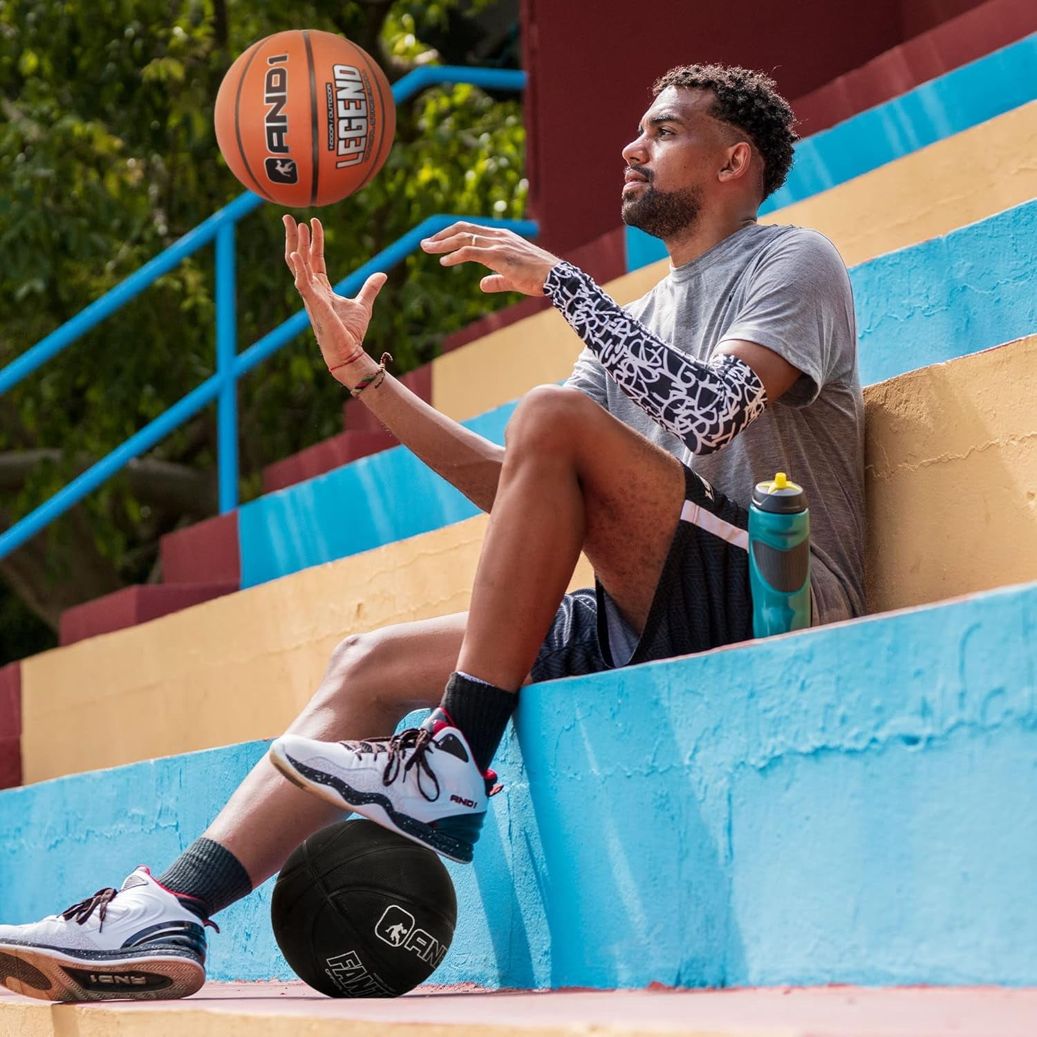 AND1 The Legend Rubber Basketball - Size 7 (29.5") Official Size Streetball - Sold Deflated (Pump NOT Included)