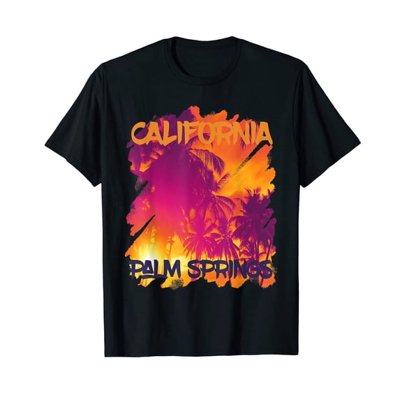 Palm Springs T-Shirt for Men Palm Tree Souvenir Short Sleeves for Women Cotton Summer Top Tee