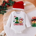 thumbnail image 6 of Ulanda Newborn Baby Boy Christmas Outfit Long Sleeve Tree Print Tie Romper Suspender Pants Hat 3Pcs Set (White, 6-9 Months), 6 of 9