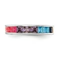 thumbnail image 3 of Prizma Sterling Silver Rhodium-plated Channel-Set Colorful CZ Eternity Band Ring, 3 of 6