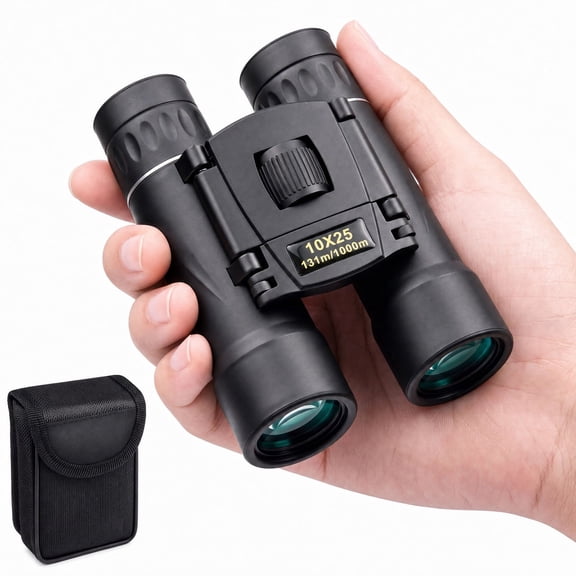 10x25 Compact Binoculars, Mini Pocket Binoculars for Adults & Kids, Lightweight for Bird Watching, Hiking, Travel, Cruise Ships, Concerts, Theater