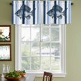 thumbnail image 3 of Ocean Fish Curtain Valances for Windows, Kitchen Valance Window Treatments Panel 2 Pack, Watercolor Navy Blue Aqua Stripe Modern Rod Pocket Short Curtains for Bathroom Bedroom 42 x 12 Inch, 3 of 8