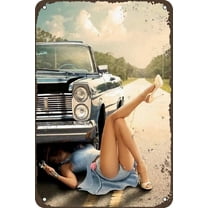 Sexy Girls Vintage Metal Signs Pin Up Girl Car Tin Sign Posters Wall Art Decor for Home Living Room Bedroom Bathroom Man Cave Bar Pub Cafe Garage 12x8 inch