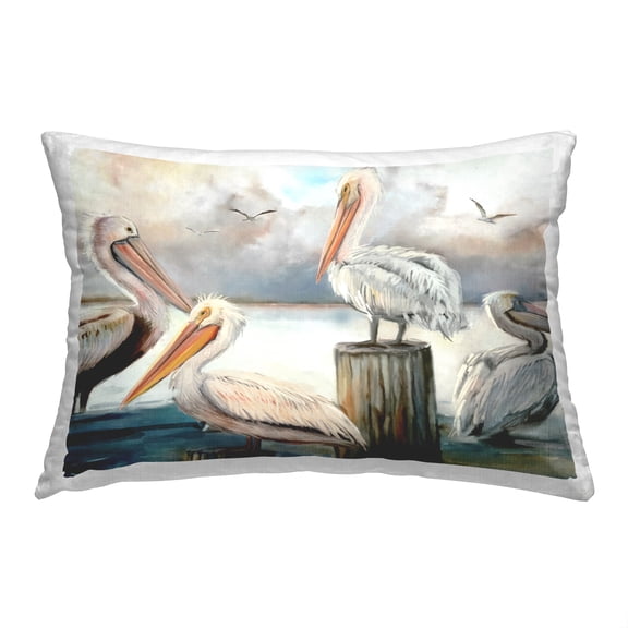 Stupell Industries Pelicans at Seaside Decorative Printed Throw Pillow, 14 x 20
