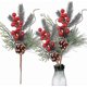 thumbnail image 1 of 10 piezas de ramas de bayas navideñas artificiales de pino, ramas florales de pino, ramas de bayas rojas para bodas y jardines., 1 of 4