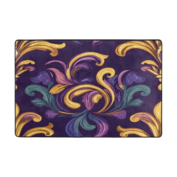 Ryvnso Mardi Gras Pattern Area Floor Mats Large Nursery Rugs Non-Slip Carpets Doormat 36" x 24"