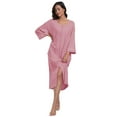 thumbnail image 2 of MAYFISH Women's 3/4 Sleeve Lightweight Bathrobes: 100% Cotton Zipper Robes with Pockets, Perfect Loungewear(Dusty Rose,M), 2 of 5