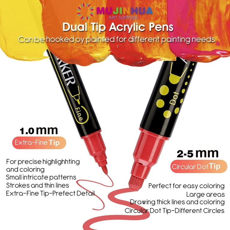 Betem 24 Colors Dual Tip Acrylic Paint Pens Markers, Premium Acrylic Paint  Pens for Wood, Canvas, Stone, Rock Painting, Glass, Ceramic Surfaces, DIY C  for Sale in Eustis, FL - OfferUp