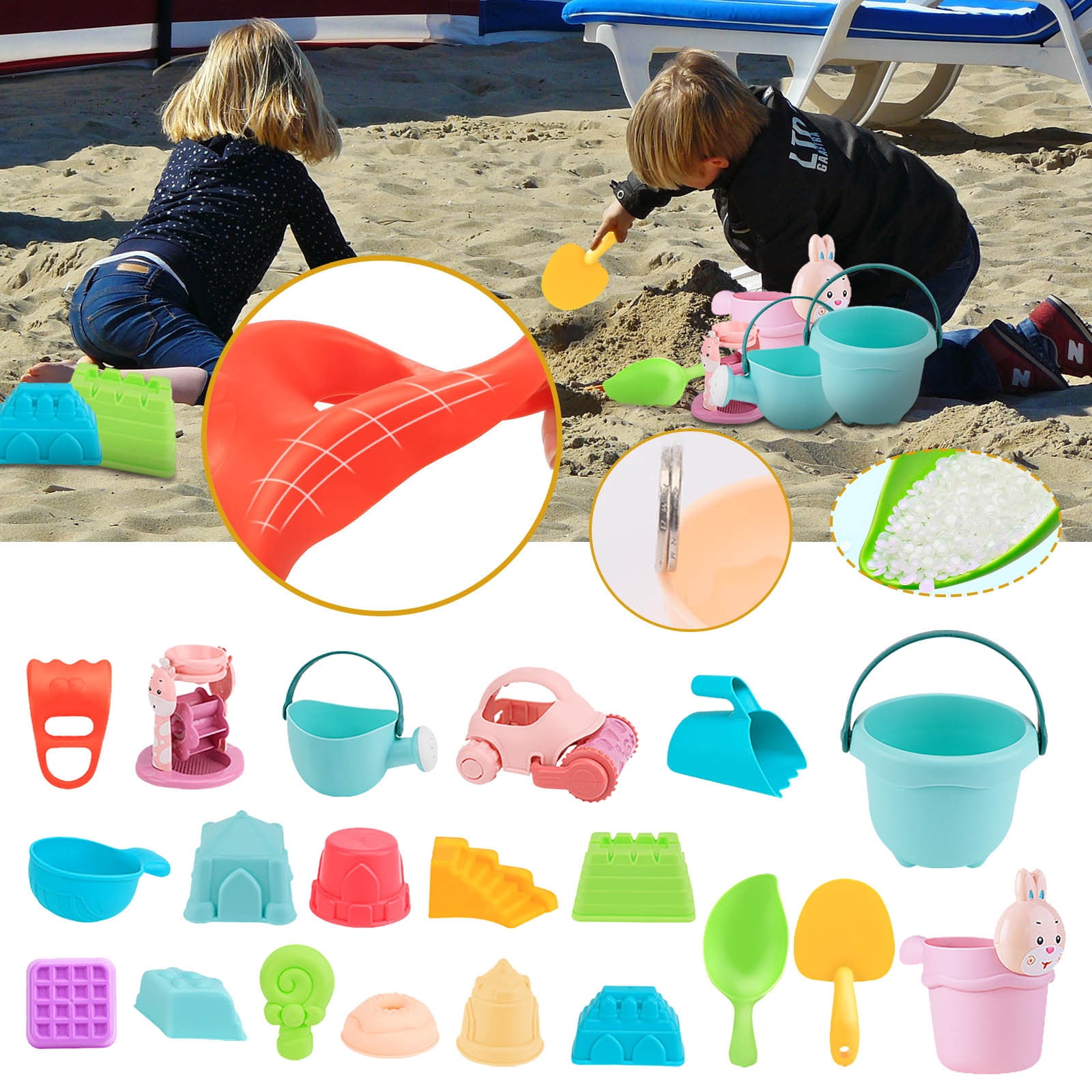 Sheraeo Toy Life Sand Toys forKids Sand Molds 20 Beach Toys Includes Beach,Christmas Gifts for