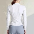 thumbnail image 3 of Qwertyu Women's Workout Jacket Lightweight Zip Up Yoga Jacket Cropped Athletic Slim Fit Tops White XL, 3 of 4