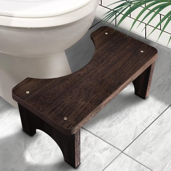 XIBUFE Wood Toilet Stool Squat Adult, Poop Stool for Bathroom Adults, Portable Toilet Potty Stools for Adults, Wood Bathroom Essentials 7" Height