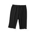 thumbnail image 4 of Ticikt Girls' Capri Leggings, Candy Color Ruffle Kids Stretchy Half-Length Pants,Black,Size:4-5 Years, 4 of 4