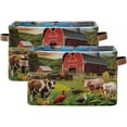 thumbnail image 2 of Farm Animals Storage Basket with Handles Collapsible Storage Bins Canvas Fabric Storage Organizer for Shelves Closet Bedroom Living Room 2Pack Decor Gifts, 2 of 7