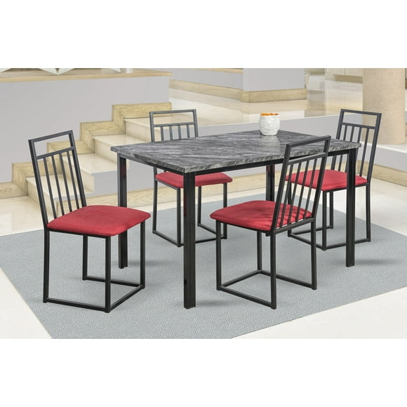 Comedor Naya MOBILKRAFT 4 Sillas Tubulares Rojo