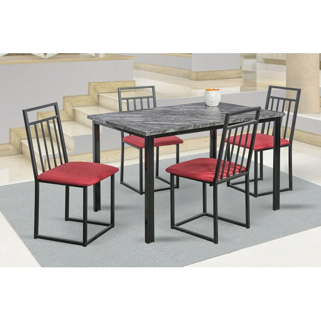 Comedor Naya MOBILKRAFT 4 Sillas Tubulares Rojo