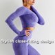 thumbnail image 5 of 2 piezas/1 juego de conjuntos de entrenamiento sin costuras para mujer, conjunto atlético de mallas + Top de manga larga, ropa deportiva para correr y Yoga MFZFUKR 222781-7, 5 of 8