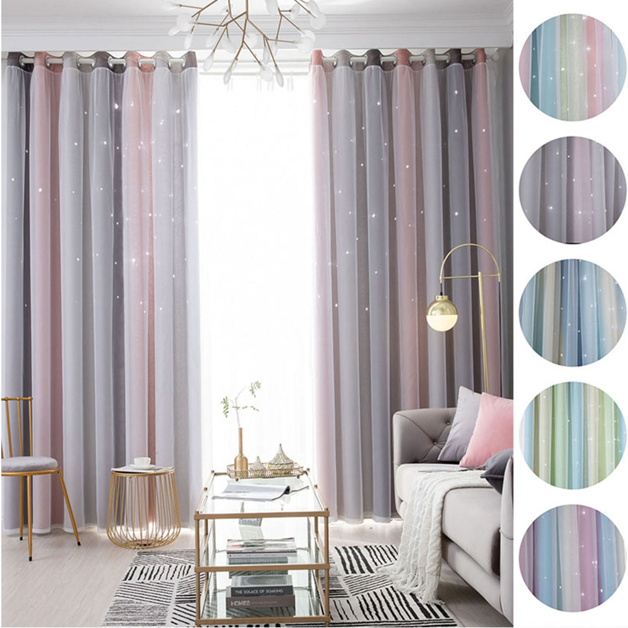 Blackout Gradient  Girls Curtains Bedroom Decor Panel Pole Easy Install