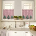 thumbnail image 4 of Christmas Kitchen Curtains and Valances Set, Xmas Tree Gift Lanterns Snowflakes Pink Rod Pocket Window Valance 18 Inch Window Curtain Panels for Living Room Bedroom Laundry, 27.5x24in, 3 Pieces, 4 of 7