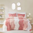 thumbnail image 2 of Comforter Long Faux Fur Comforter Set, Wave Pattern Design Shaggy Duvet, Twin Size Cover Cozy Bedding Set with 2 Shams, Blush 3 Piece, 68x90, 2 of 7
