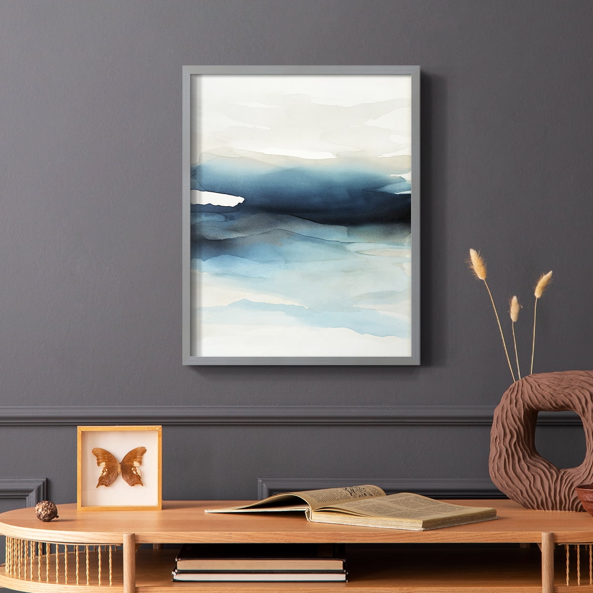 Waves II Framed Print in Gray Solid Wood 22 x 28 Framed Print