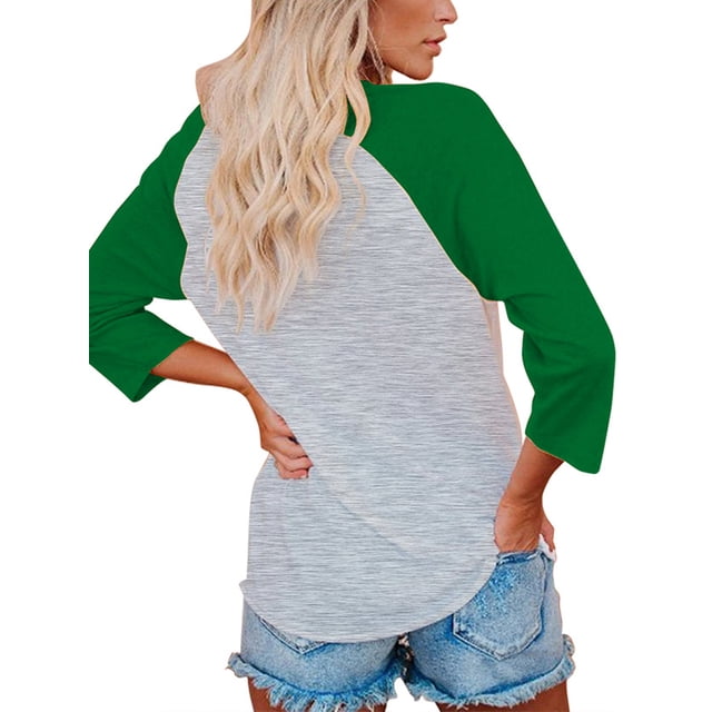 Sonducket Camiseta de mezcla de algodón con cuello redondo, camiseta de mezcla de algodón, camiseta interior holgada informal de manga 3/4, ropa con Prendas para la parte del cuerpo Verde SG Sonducket AP003793-14
