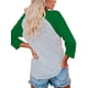 thumbnail image 2 of Camiseta Mezcla de algodón Tops con cuello redondo Manga 3/4 Camiseta interior holgada informal Ropa con temática navideña, Verde, XL Vogacara AP003793-14, 2 of 7