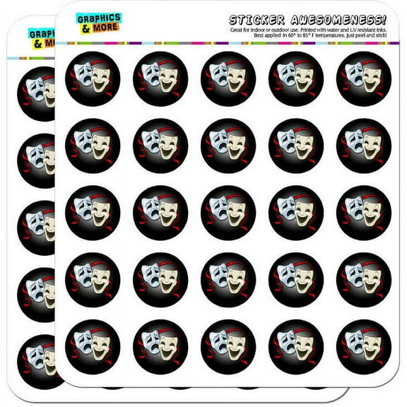 Drama Comedy Tragedy Masks Theater 50 1" Planner Calendar Scrapbooking Crafting Stickers