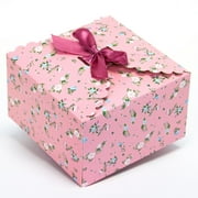 12 CT Large Gift Favor Boxes Gable Boxes with Satin Ribbons 400GSM Thick Paper Gift Boxes Easy Folding System Pastel Flower Pattern Assortment (Dusty Mint, Light Pink, Lavender, Light Blue)