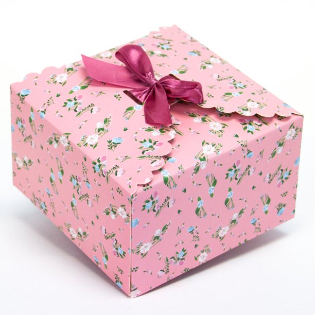 12 CT Large Gift Favor Boxes Gable Boxes with Satin Ribbons 400GSM