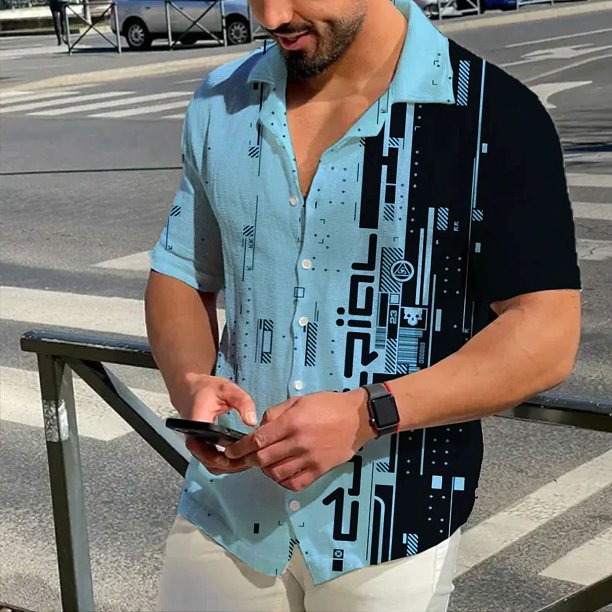 Camisa de manga corta de verano para hombre con botones informal cómoda de material suave con gráficos en HD gran oferta nueva camisa de manga corta
