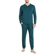 Eberjey Henry Mens Long Pajama Set Green Large