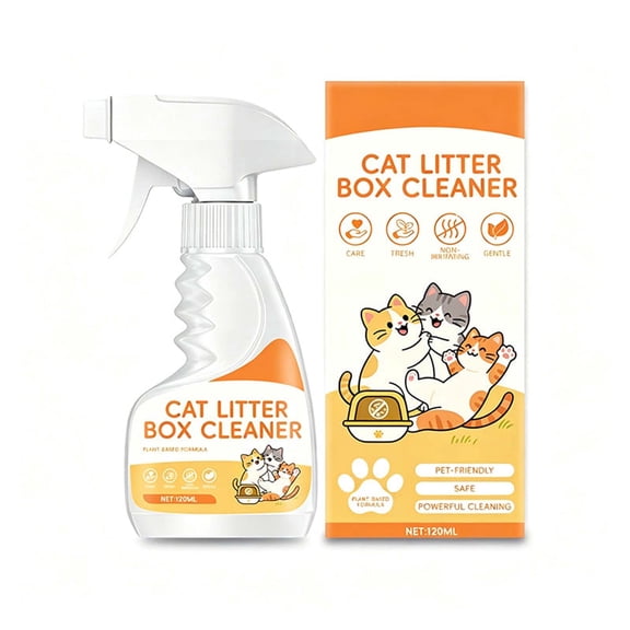 Pet Litter Box Cleaner Spray, 120ml Odor-control Cleaning Spray for Cat Litter Pans, Pet Cages, Trays and Routine Dog or Cat Area Care