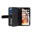 thumbnail image 4 of Dteck Wallet Case For iPhone XR, Matte PU Leather Case Built-in 9 Card Slots Zipper Purse Flip Cover With Hand Strap, Black, 4 of 9