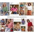 thumbnail image 5 of BTFBM Womens Tops Dressy Casual Summer T Shirts Crewneck 3/4 Sleeve Beach Vacation Loose Tunic Spring Work Blouse, 5 of 9