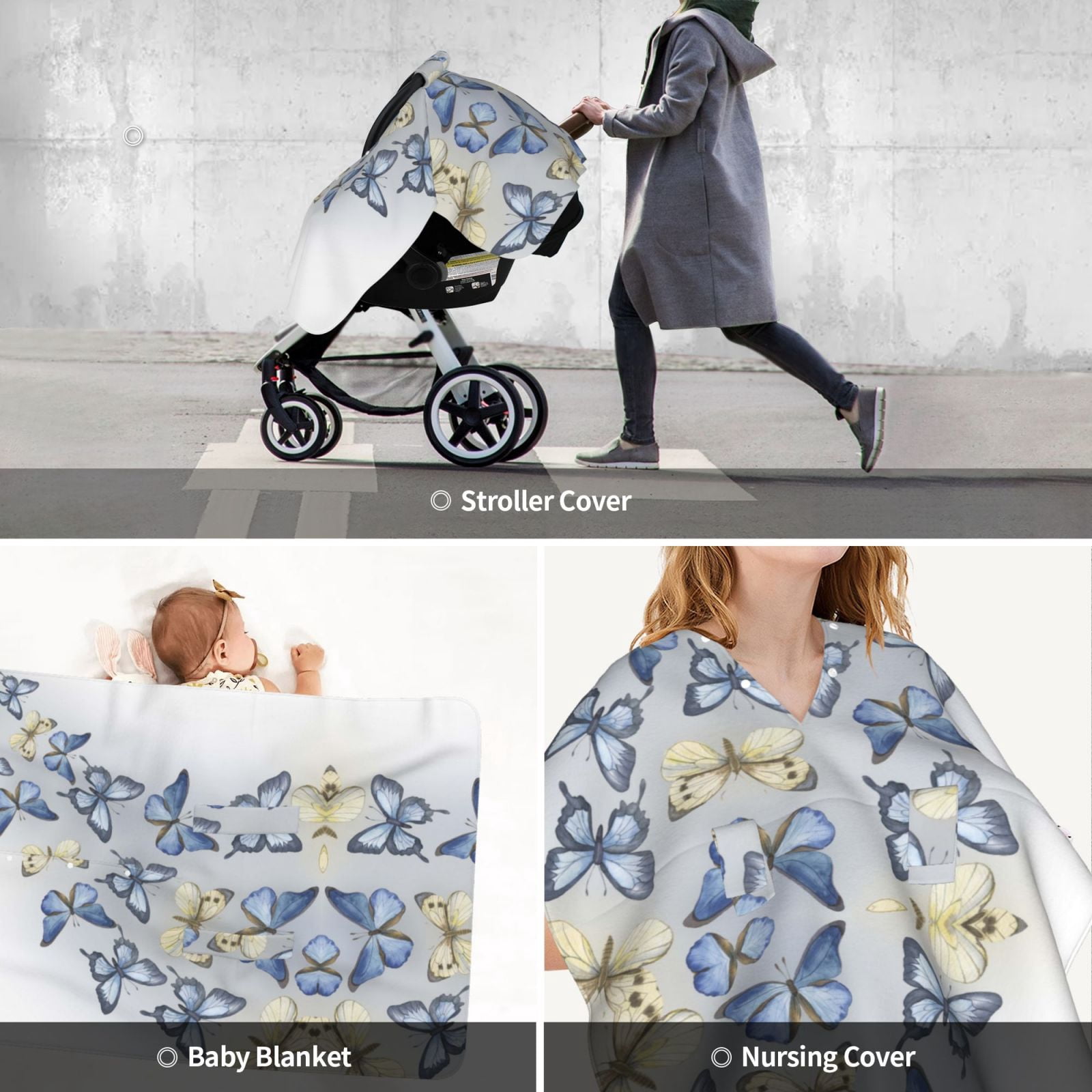 Car Seat Cover Baby - The Flying-Up Butterflies Breathable Infant Car Seat Cover for Baby Carseat, Lightweight Comfort Baby Essentials Must Haves Newborn Stuff for Girl Boy