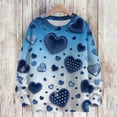 thumbnail image 2 of Nokdvo Swearshirts for Women Lightweight Valentines Love Heart Print Graphic Round Neck Pullover Top Fall Winter Casual Knit Loose Pullover Sweatshirts,Blue L, 2 of 4