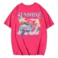 thumbnail image 7 of Women's T-Shirts Oversize Loose Fit Short Sleeve Casual Casual Summer Women's Tops Hot Pink M, 7 of 7